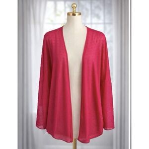 Torrid Top 1X 2X Raspberry Chiffon Clip Dot Cocoon Kimono Open Front Semi Sheer